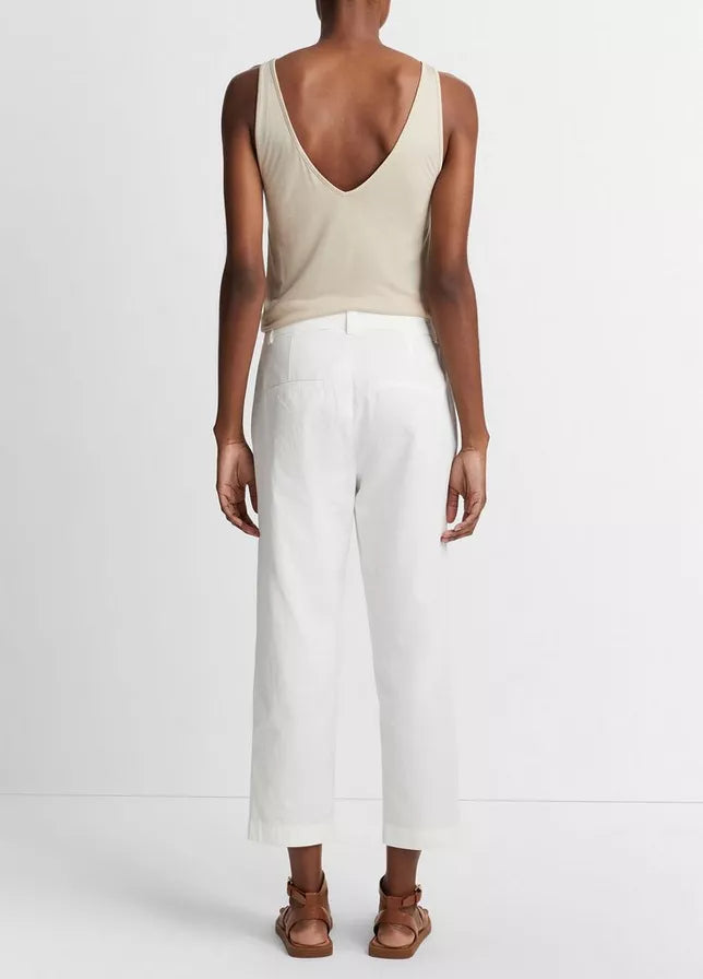 Washed Cotton Cropped Pant