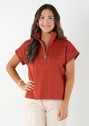 Poppy Pullover, Red Tonal Monogram