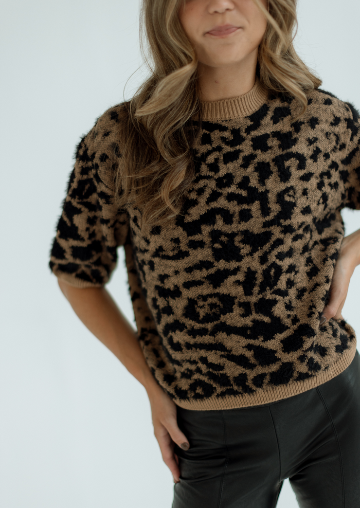 Short Sleeve Jacquard Sweater