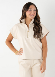Poppy Pullover, Sandshell Vegan Leather
