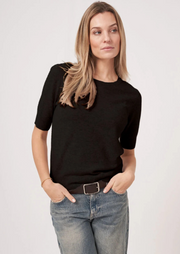 Short Sleeve Organic Cashmere Sweater, Sweater 100507