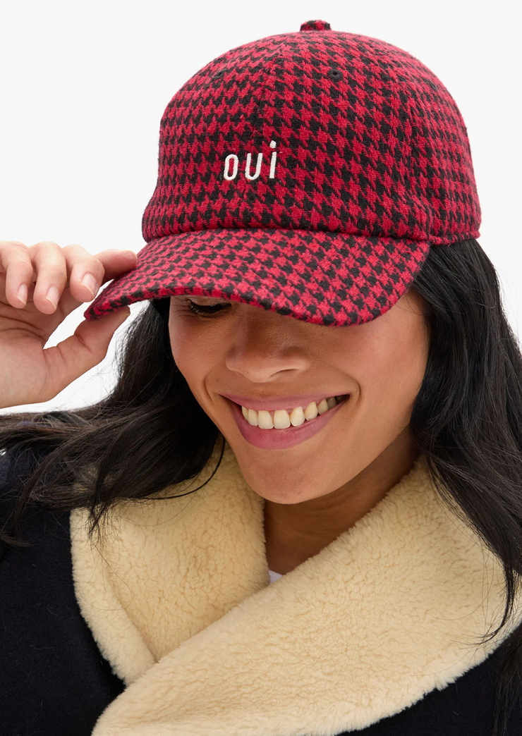 Wool Baseball Hat, Houndstooth Oui