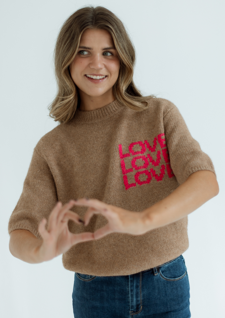 Short Sleeve Jacquard Sweater