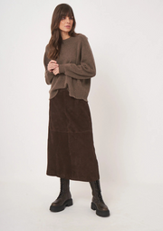 A-Line Suede Midi Skirt, Skirt 800236