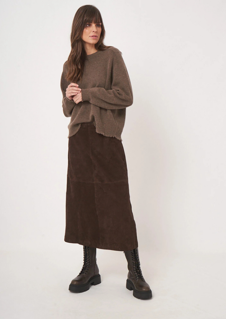 A-Line Suede Midi Skirt, Skirt 800236