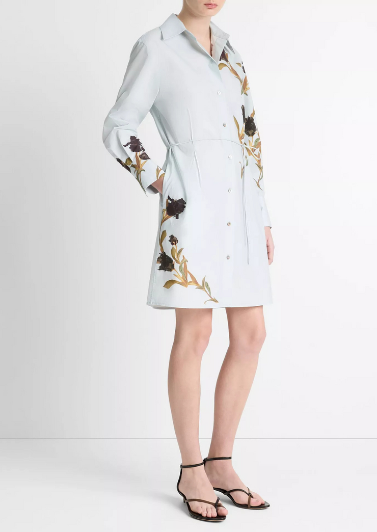 Placed iris cotton shirt dress