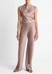 High Waist Fluid Satin Bias Pant