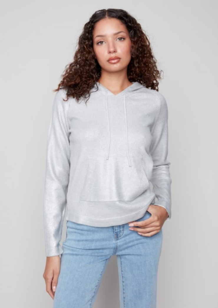 Metallic Raglan Sleeve Hoodie