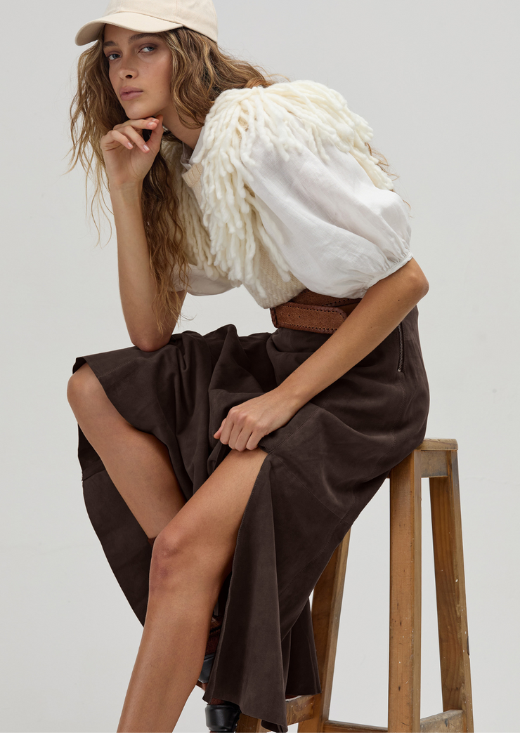 Alamo suede skirt in CHOCOLATE