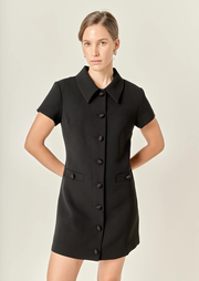 Velvet Button Mini Dress