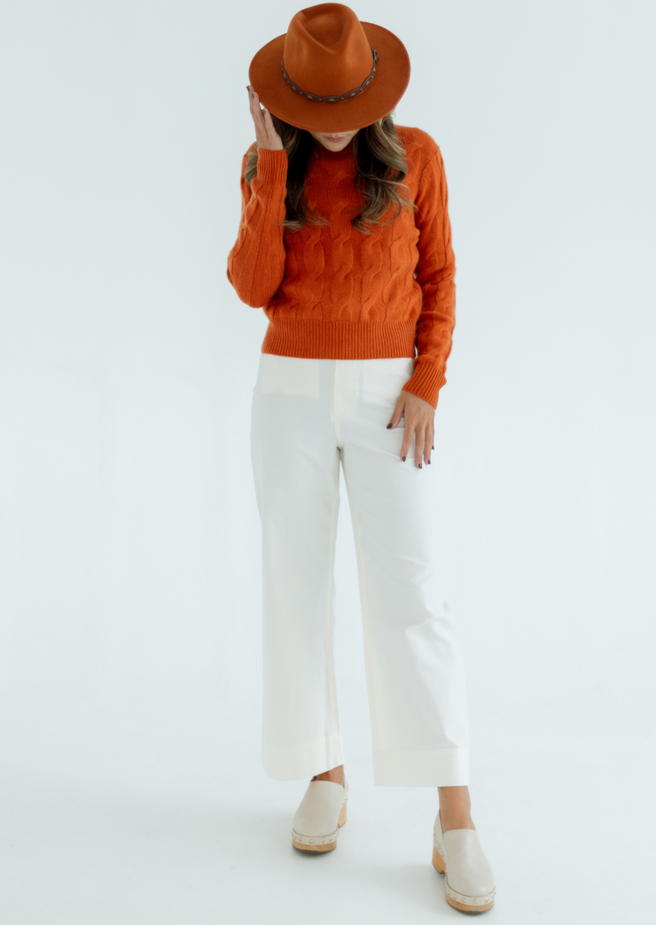 Luxe Cable Crew Sweater