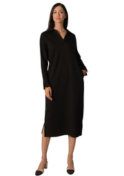 Collared Midi Dress in BLACK