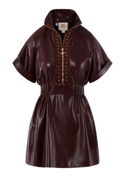 Pullover Dress, Bitter Chocolate Vegan Leather