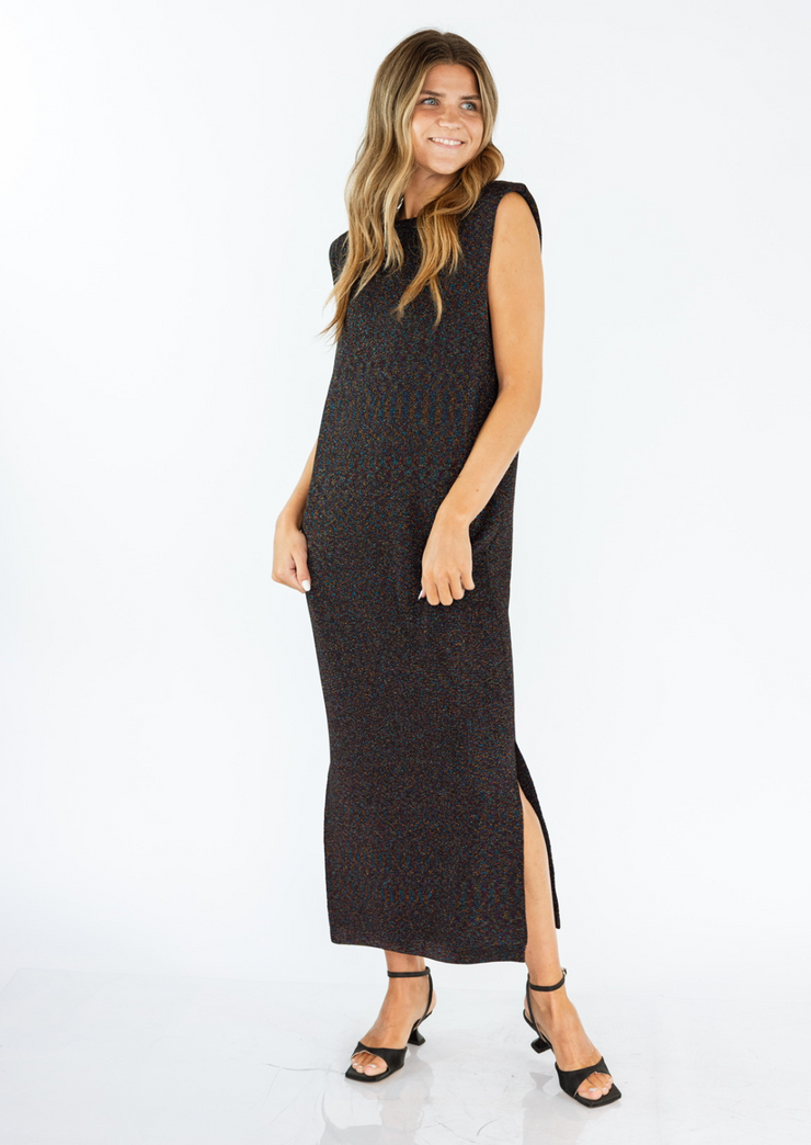 glitter knit dress Elyse Off-The-Shoulder Mermaid back detail speak for itself Style SW001GN - Glitter Knit