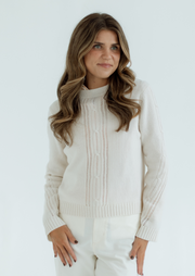 Placed Cable Crew Sweater