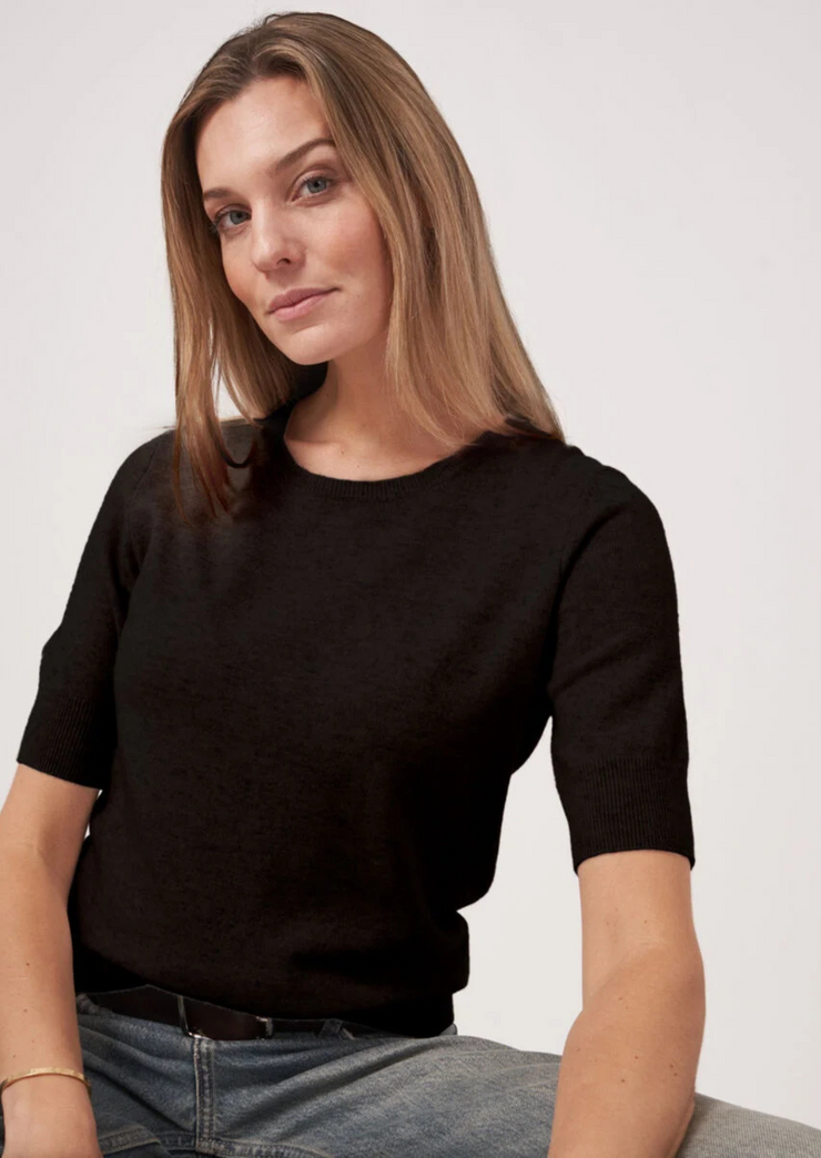 Short Sleeve Organic Cashmere Sweater, Sweater 100507