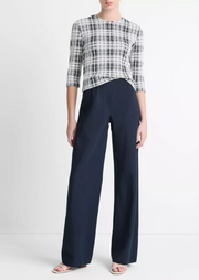 Cotton blend high waist bias pant