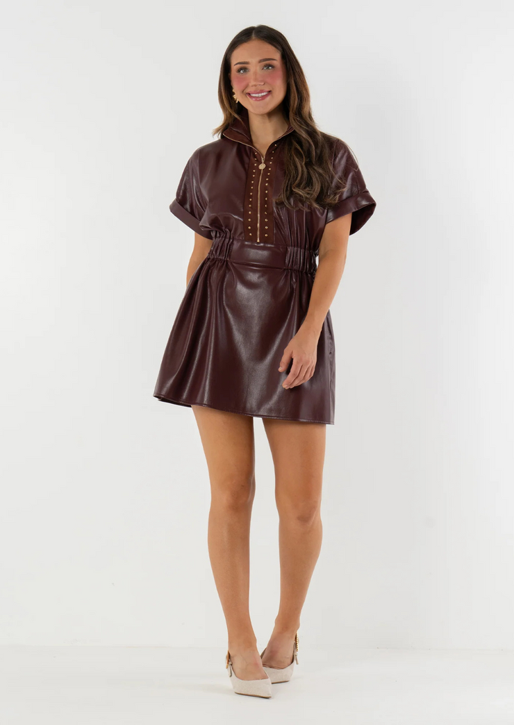 Pullover Dress, Bitter Chocolate Vegan Leather