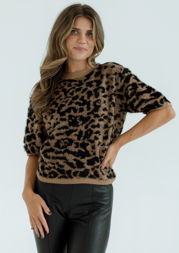 Short Sleeve Jacquard Sweater