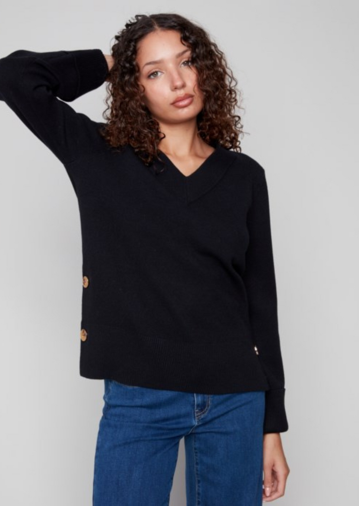 Solid V-Neck Sweater