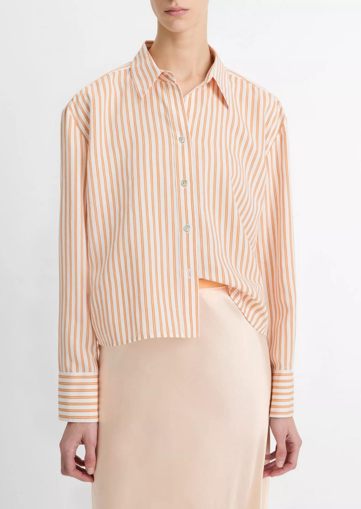 Till stripe cropped button down