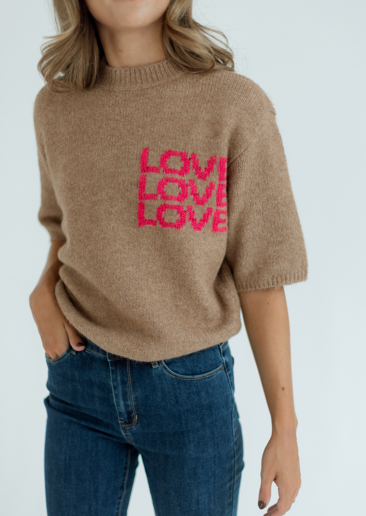 Short Sleeve Jacquard Sweater