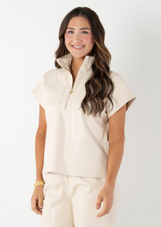 Poppy Pullover, Sandshell Vegan Leather
