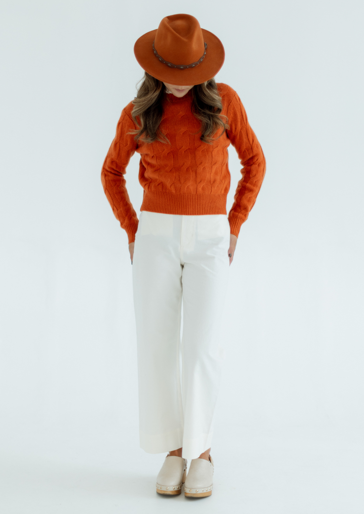 Luxe Cable Crew Sweater