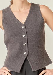 Rhinestone button knit vest