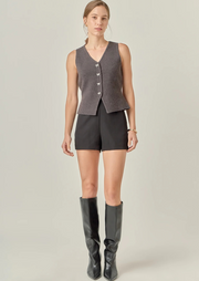 Rhinestone button knit vest