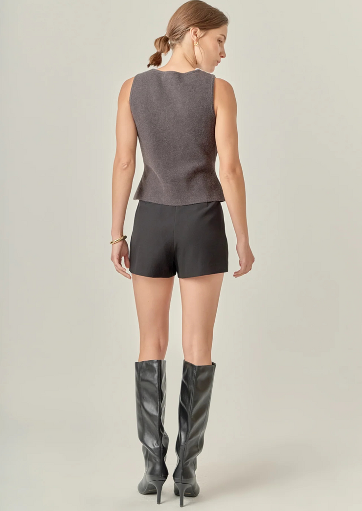 Rhinestone button knit vest