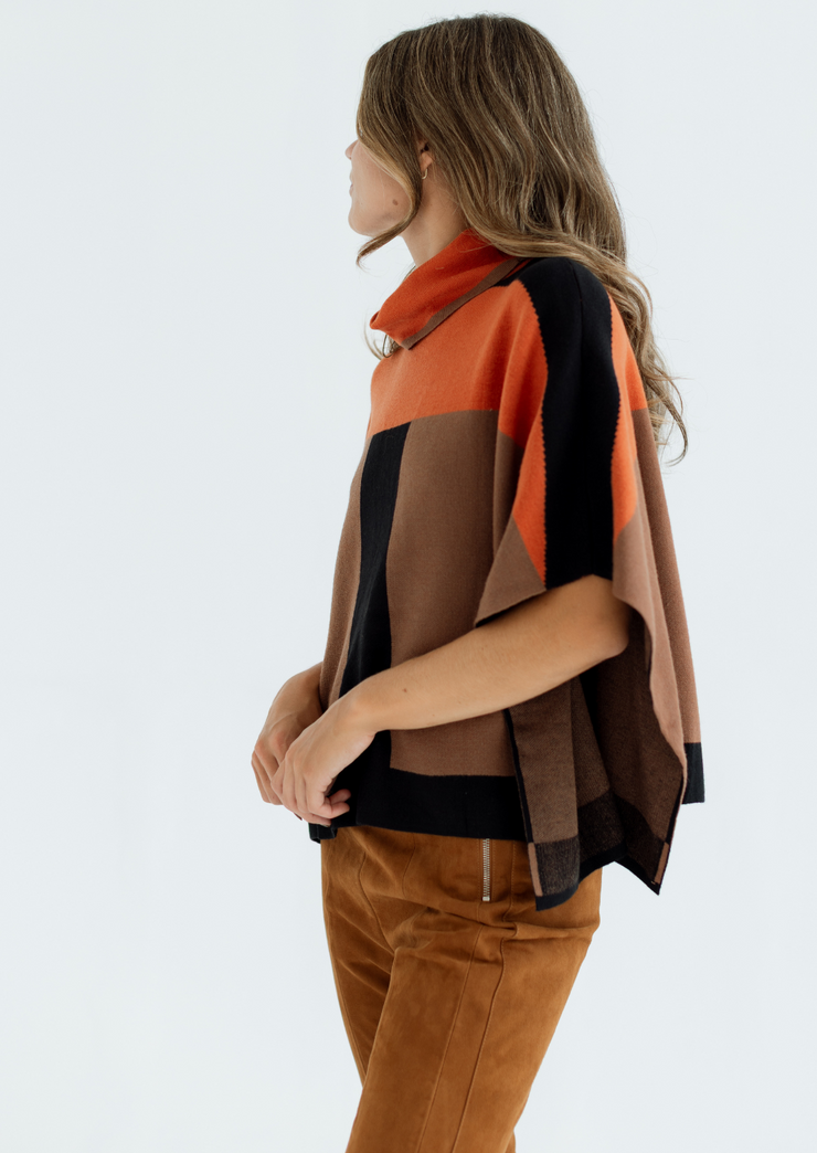 Colorblock Poncho