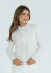 Placed Cable Crew Sweater