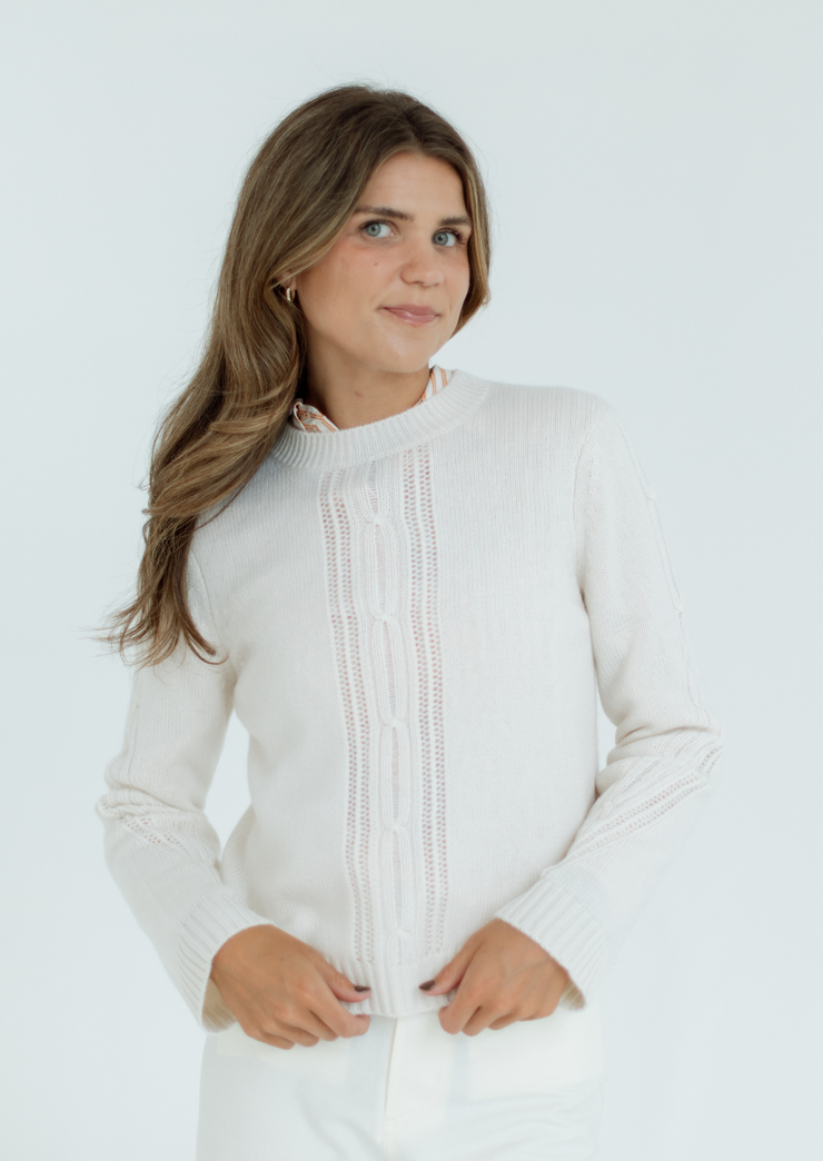 Placed Cable Crew Sweater
