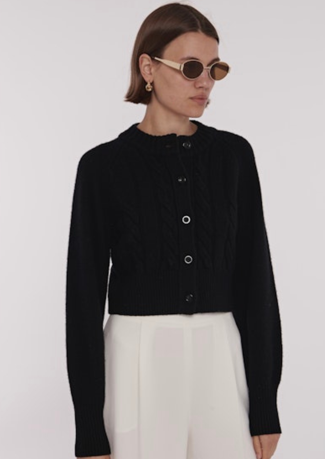 Anita button knit tops ブラック Rita Cable Cardi – Antibes