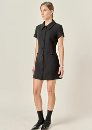 Velvet Button Mini Dress