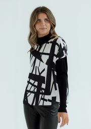 Printed Mock Neck Top