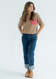 Short Sleeve Jacquard Sweater