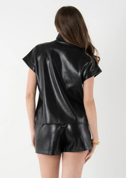 Poppy Pullover, Black Vegan Leather