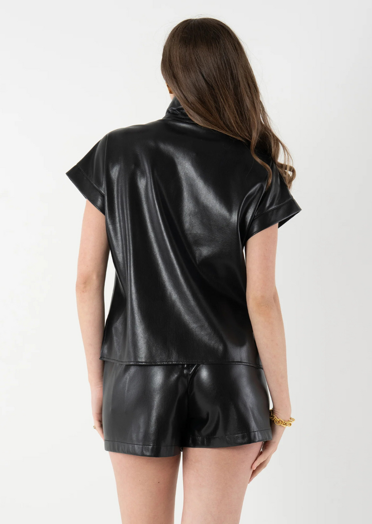 Poppy Pullover, Black Vegan Leather