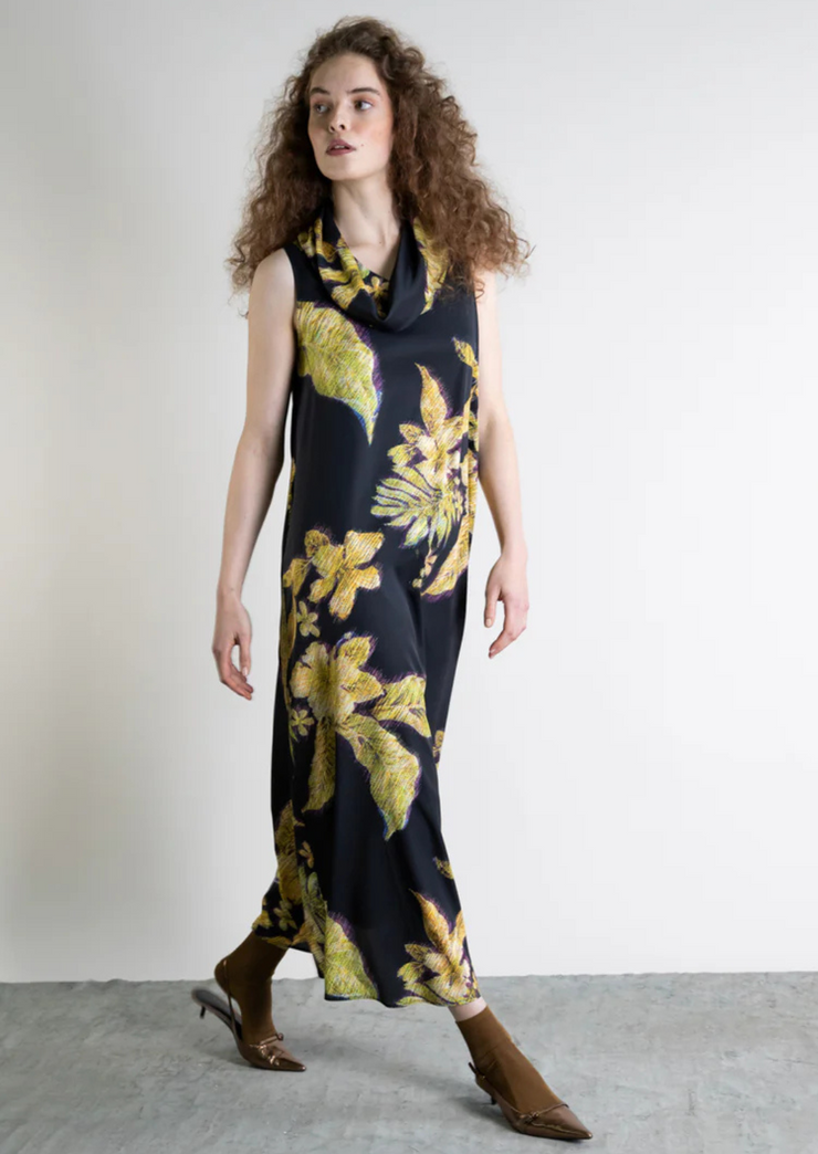 Gilded Whisper Silk Dress