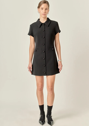 Velvet Button Mini Dress