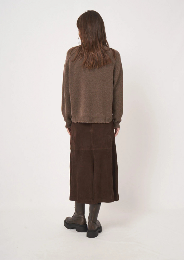 A-Line Suede Midi Skirt, Skirt 800236