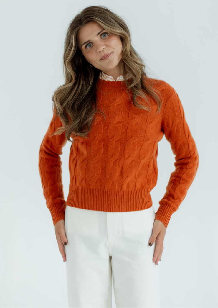 Luxe Cable Crew Sweater