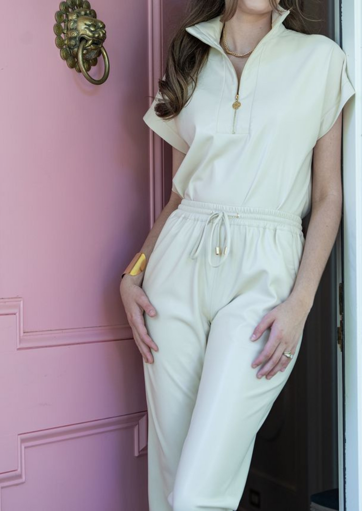Poppy Pullover, Sandshell Vegan Leather