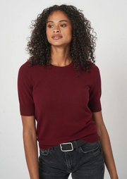 Short Sleeve Organic Cashmere Sweater, Sweater 100507