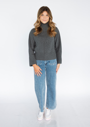 Rib Trim Mock Sweater