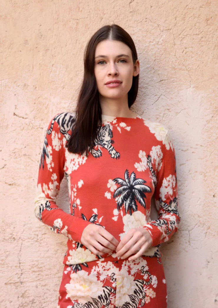 Cashmere Sweater Romantic Tiger - Brick