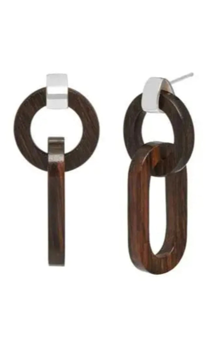 Double Link Rosewood Earring