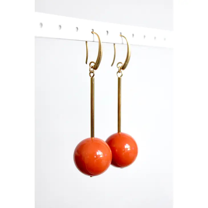 GNDE74 Orange and Brass Earrings